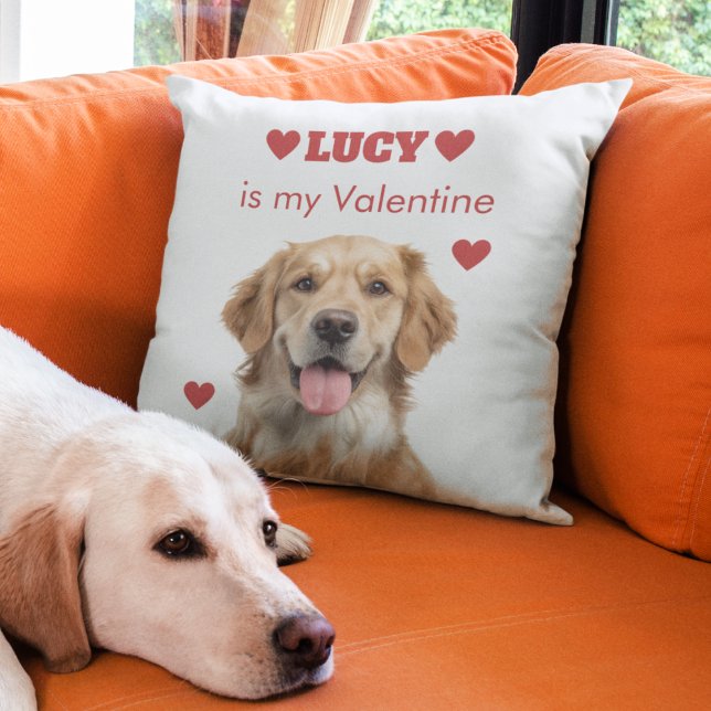 Cojín Decorativo Custom Dog Photo Valentine's Day Pillow (Subido por el creador)