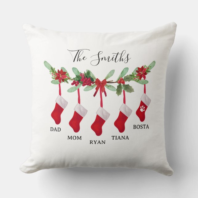 Cojín Decorativo Custom Family Christmas Stocking Throw Pillow (Anverso)