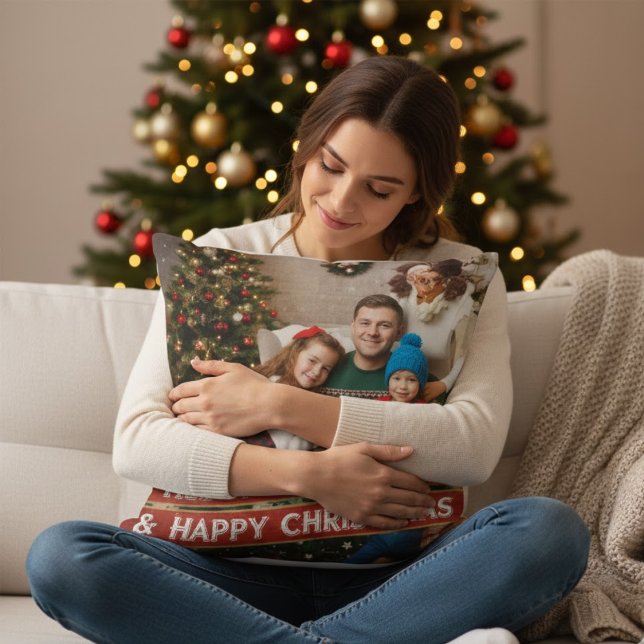 Cojín Decorativo Custom Family Photo Christmas Throw Pillow (Subido por el creador)