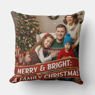 Cojín Decorativo Custom Family Photo Christmas Throw Pillow