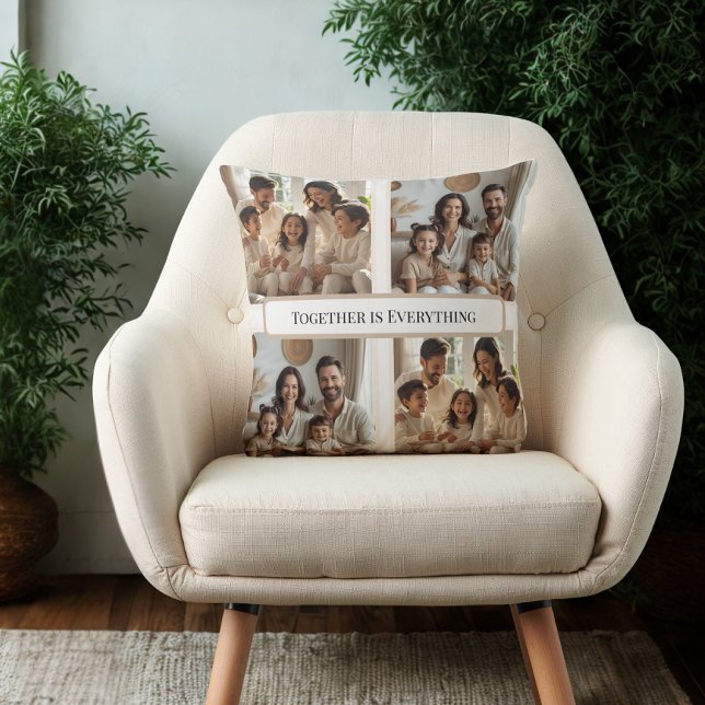 Cojín Decorativo Custom Family Photo Collage–Together Is Everything (Subido por el creador)