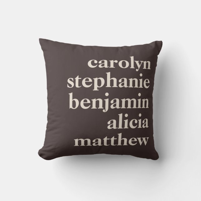 Cojín Decorativo Custom Grandchildren Names Stylish Warm Brown (Anverso)