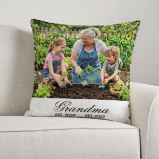 Cojín Decorativo Custom Grandma Photo Multi Year Est Script