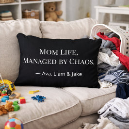 Cojín Decorativo Custom Mom Chaos Funny Black & White Throw Pillow