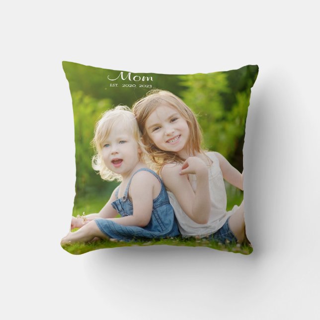 Cojín Decorativo Custom Mom Established Modern Script Photo (Anverso)