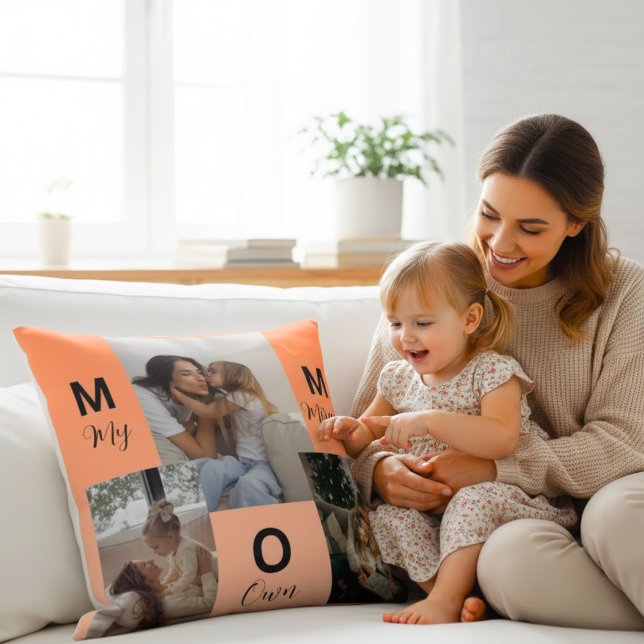 Cojín Decorativo Custom "MOM" Photo Collage Throw Pillow (Subido por el creador)