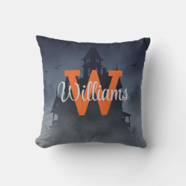 Cojín Decorativo Custom Monogram Haunted House Halloween Decor