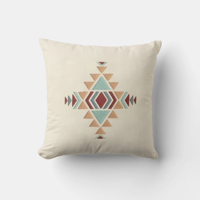 Cojín Decorativo Custom Moroccan Geometric Embroidery Pattern Art (Anverso)