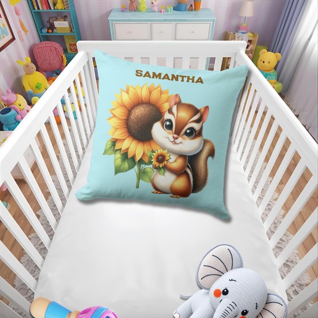 Cojín Decorativo  Custom Name Autumn Chipmunk Pillow  (Subido por el creador)