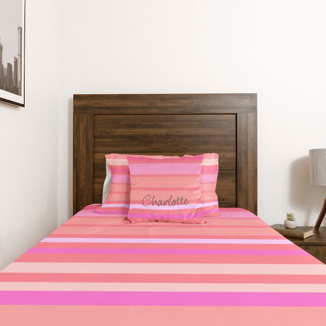 Cojín Decorativo Custom Name Pink stripes (Subido por el creador)