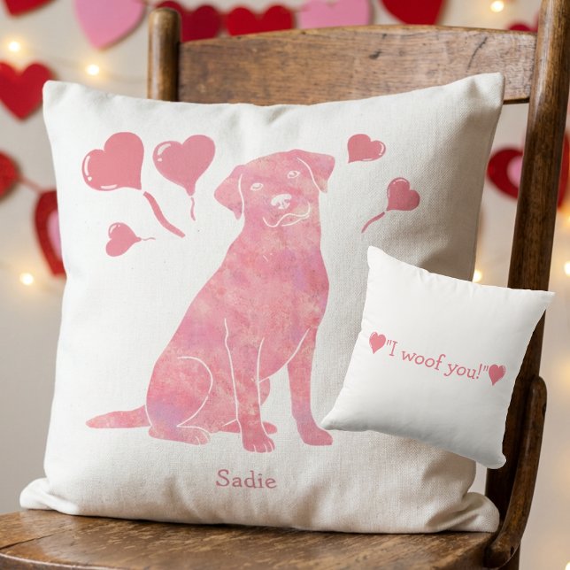 Cojín Decorativo Custom Name Rose Red Labrador Retriever Valentine  (Subido por el creador)