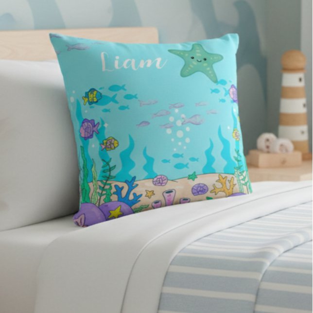 Cojín Decorativo  Custom Name Undersea Starfish Pillow (Subido por el creador)