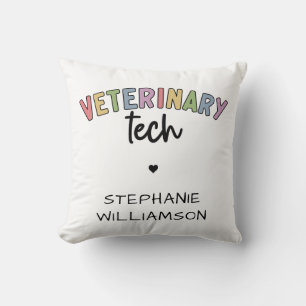 Cojín Decorativo Custom Name Veterinary Tech Técnico de Vet