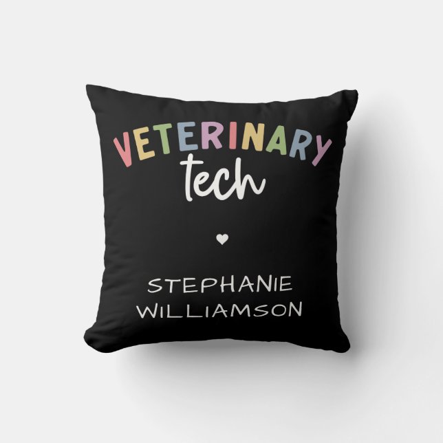 Cojín Decorativo Custom Name Veterinary Tech | Técnico de Vet (Anverso)