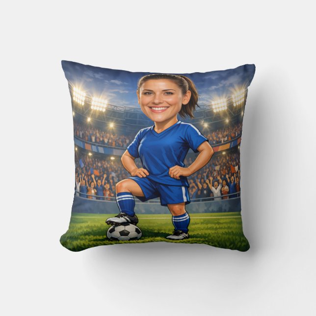 Cojín Decorativo Custom Photo-Face Soccer/Football Star Caricature (Anverso)