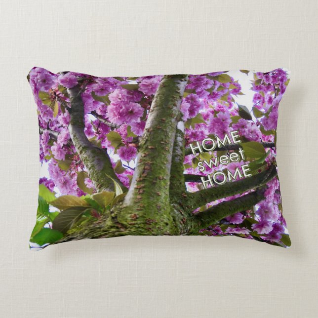 Cojín Decorativo Custom Pink Blooming Tree Crown Photo - (Anverso)