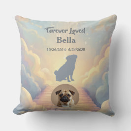 Cojín Decorativo Custom Pug Memorial Pillow – Blue Rainbow Bridge