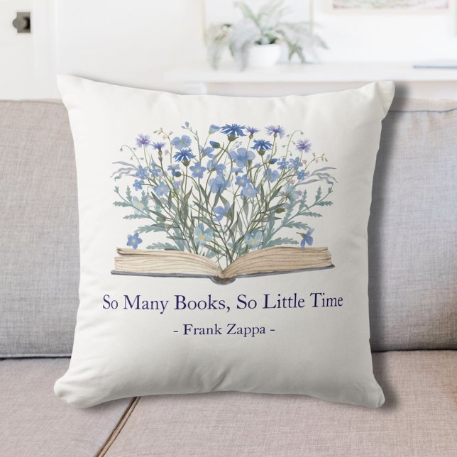 Cojín Decorativo Custom Quote Blue Wildflowers Grow From Book (In situ)