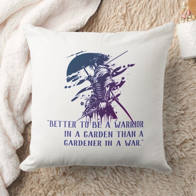 Cojín Decorativo Custom Quote Japanese Samurai Blue Ink Art Pillow (Manta)