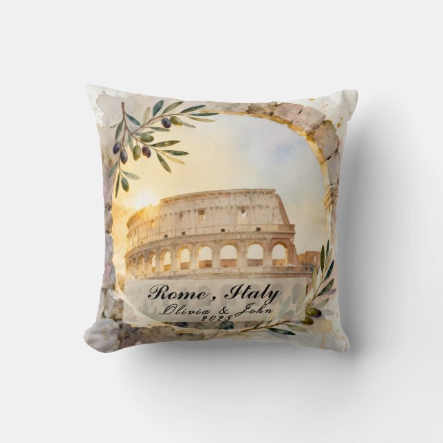 Cojín Decorativo Custom Rome Honeymoon or Vacation Keepsake (Anverso)