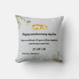 Cojín Decorativo Custom Silver Wedding Anniversary Throw Pillow E