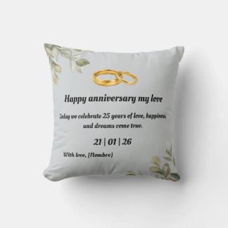 Cojín Decorativo Custom Silver Wedding Anniversary Throw Pillow | E
