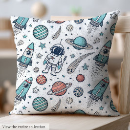 Cojín Decorativo Custom Space Pillow Planets & Rockets for Kids