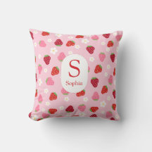 Custom Strawberry & Daisy Baby Pillow
