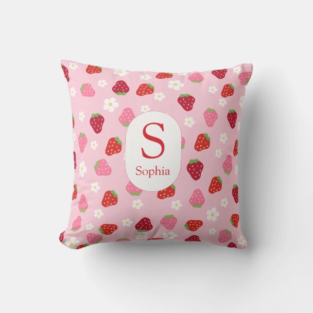 Cojín Decorativo Custom Strawberry & Daisy Baby Pillow (Anverso)