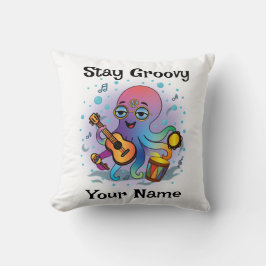 Cojín Decorativo Custom Throw Pillow | Retro Octopus | Name & Text