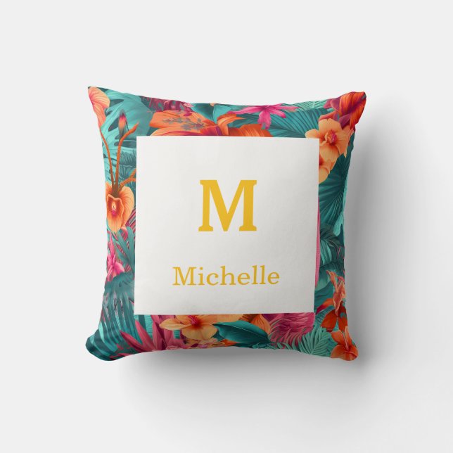 Cojín Decorativo Custom Vibrant Floral Beauty Tropical Interior (Anverso)