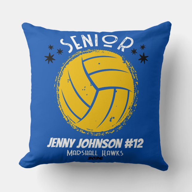 Cojín Decorativo Custom Volleyball Senior Night Graduation (Anverso)