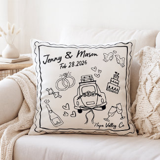 Cojín Decorativo Custom Wedding Pillow Cover – Personalized Couple 
