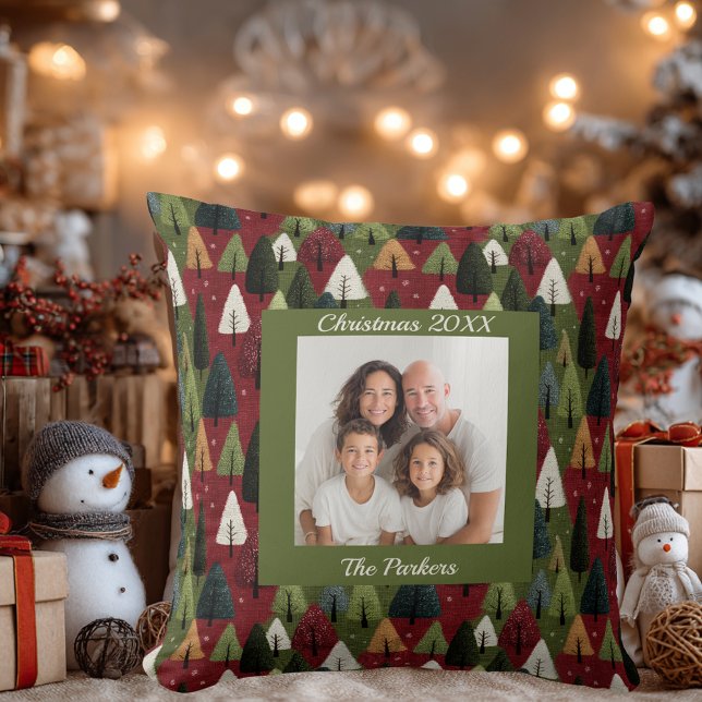 Cojín Decorativo Custom Whimsical Textured Family Photo Christmas (Subido por el creador)