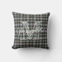 Cojín Decorativo Custom Winter Tartan Pillow with Monogram