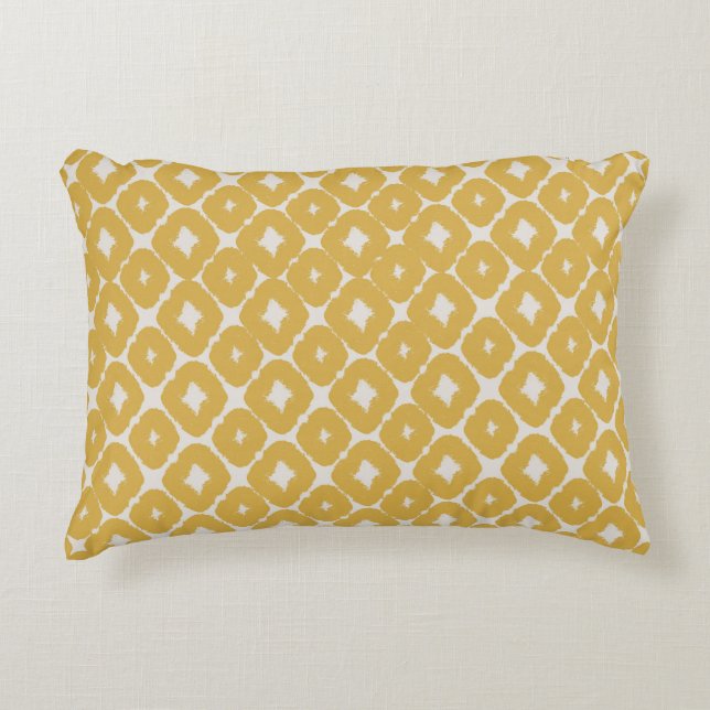 Cojín Decorativo Customizable Boho Mustard Diamonds Cushion (Anverso)