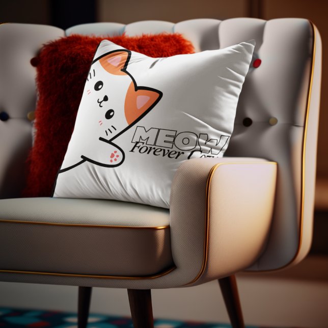 Cojín Decorativo Customizable Meow Forever Cozy Cat (Subido por el creador)