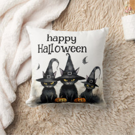 Cojín Decorativo Cuta acuarela Brujería Calabazas de gatos
