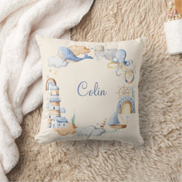Cojín Decorativo Cuta acuarela Nautical Ocean Boy Nursery