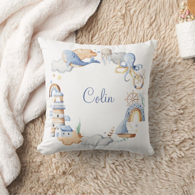 Cojín Decorativo Cuta acuarela Nautical Ocean Boy Nursery (Manta)