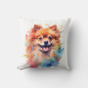 Cojín Decorativo Cuta acuarela Perro Pomeraniano