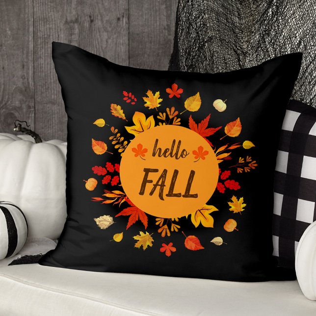 Cojín Decorativo Cuta Hola Caída (Cute Hello Fall Throw Pillow)