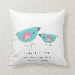 Cojín Decorativo Cuta mano dibujó arcoiris azul Birdy Baby Stat