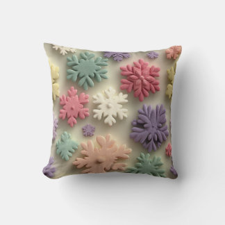 Cojín Decorativo Cute 3D Pastel Snowflake Floral Throw Pillow