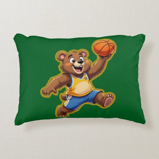 Cojín Decorativo Cute 3D Teddy Bear Playing Basketball – Adorable S (Anverso)