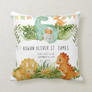 Cojín Decorativo Cute acuarela Dinosaurios Bebé Nursera Estadísti