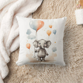 Cojín Decorativo Cute acuarela Elefante Rojo Balón Azul Nursera