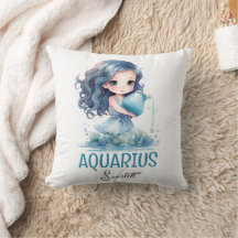 Cute acuarela Ilustracion Aquarius Zodiac Nombre