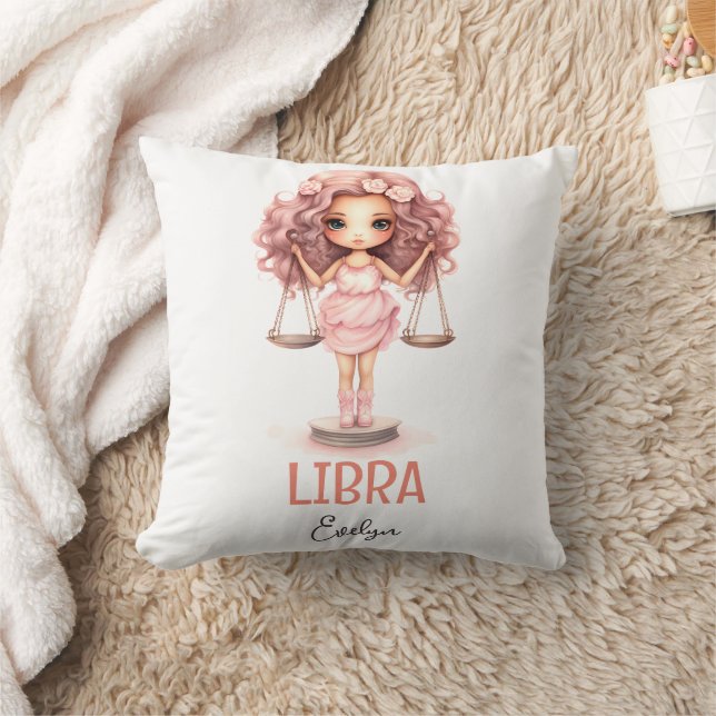 Cojín Decorativo Cute acuarela Ilustracion Libra Zodiac Nombre (Manta)