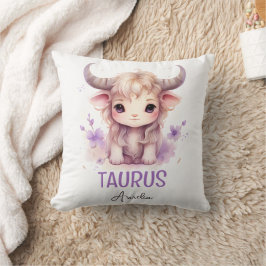 Cojín Decorativo Cute acuarela Ilustracion Taurus Zodiac Nombre